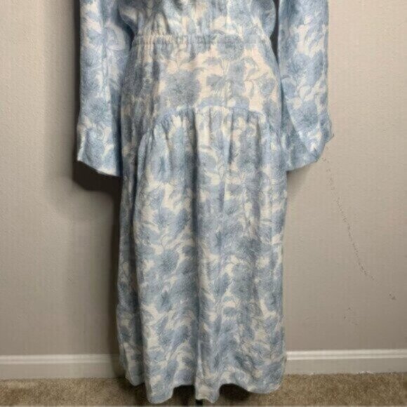 NWT Vince Dahlia Long Sleeve Double V Neck Cut Out Back Dress - Picture 10 of 15